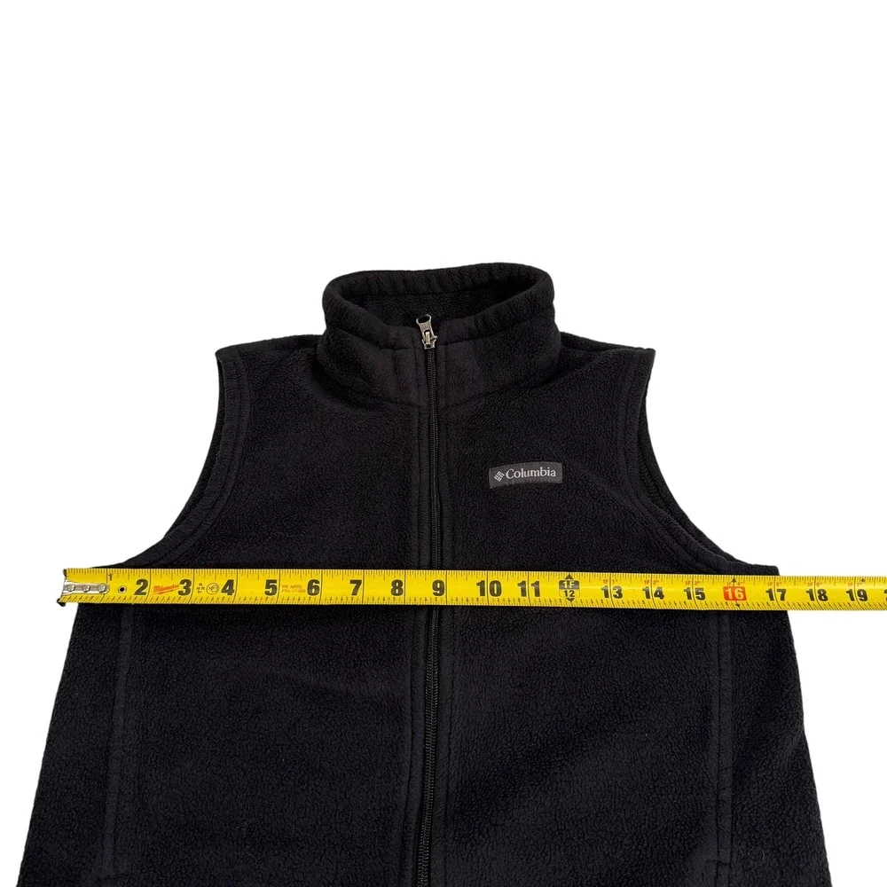 Columbia Boys Benton Springs‎ Fleece Vest Black Full Zip Mock Neck Size Large